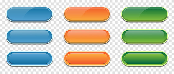 Poster - User interface colorful buttons set. Colorful glossy buttons set. Vector illustration