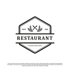 Wall Mural - Premium vintage restaurant logo design vector.