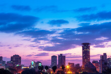 City Skyline Of Nairobi, Kenya At Sunset