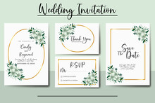 Wedding Invitation Frame Set, Floral Digital Watercolor Hand Drawn White Lily Flower Design Invitation Card Template
