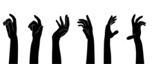 Human Hand Icon Collection. Different Hands, Gestures, Signals And Signs. Vector Illustration.