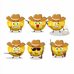 Canvas Print - Cool cowboy orange gummy candy cartoon character with a cute hat