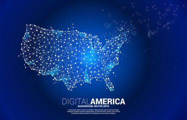 Poster - Vector United States map from Polygon dot connect line. Concept for America digital network connection.