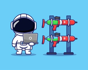 Wall Mural - Cute astronaut maintenance his weapon
