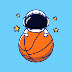 Wall Mural - Cute astronaut selling basket ball