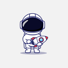 Wall Mural - Cute astronaut carrying a rocket model