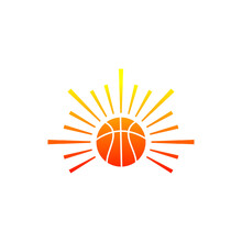 Basket Ball And Sun Bright Logo