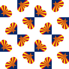 Seamless Arizona Flag Heart Pattern. Vector Illustration. Print, Book Cover, Wrapping Paper, Decoration, Banner And Etc