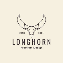 Horn Head Buffalo Hipster Line Skull Logo Design Vector Graphic Symbol Icon Sign Illustration Creative Idea