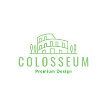 Line Coliseum Green With Trees Logo Design Vector Graphic Symbol Icon Sign Illustration Creative Idea