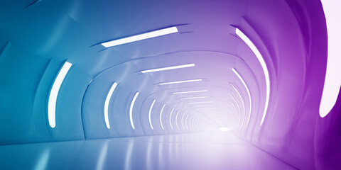 Canvas Print - Light Corridor modern background. Futuristic Sci-Fi Tunnel. 3D Rendering