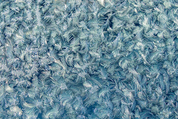 Frozen window and glass of the car, frozen dew water pattern and texture