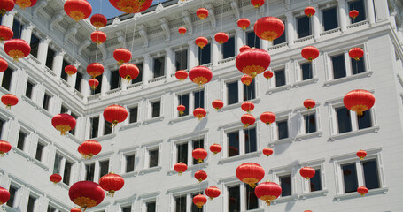 Poster - Red Lantern hanging at outdoor for lunar new year