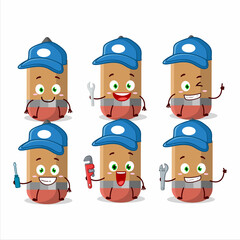 Sticker - mechanic Pencil cute mascot character with pliers