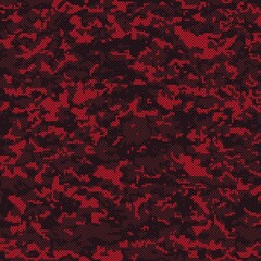 Wall Mural - 
Camouflage pixel red background, digital seamless pattern. Military texture.