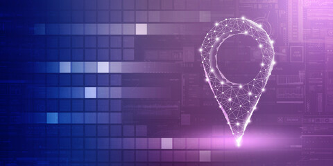 Poster - 2d rendering Red map pointer
