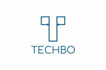 techbo logo, logo design, hardware and software company, teknologi logo, pictogram logo, pictorial m