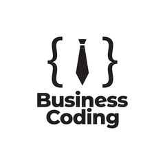 business tie with coding program logo design vector graphic symbol icon sign illustration creative idea