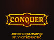 fantasy golden conquer medieval rpg game logo text effect with frame border