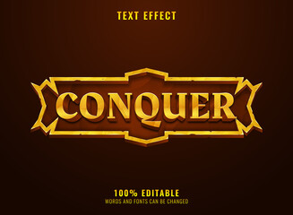 Fototapete - fantasy golden conquer medieval rpg game logo text effect with frame border