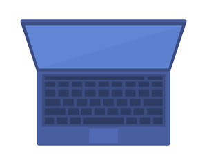 Fototapete - Laptop semi flat color vector object. Portable computer. Electronics and tech. Realistic item on white. Lifestyle isolated modern cartoon style illustration for graphic design and animation