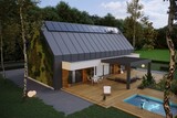 Fototapeta  - Eco house with solar panels and pool