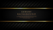 Luxury Black Stripe With Gold Border On The Dark Background. VIP Invitation Banner. Premium And Elegant. Vector Illustration. 