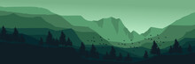 Mountain Forest Landscape Vector Illustration Good For Wallpaper, Background, Backdrop, Tourism Design, And Design Template