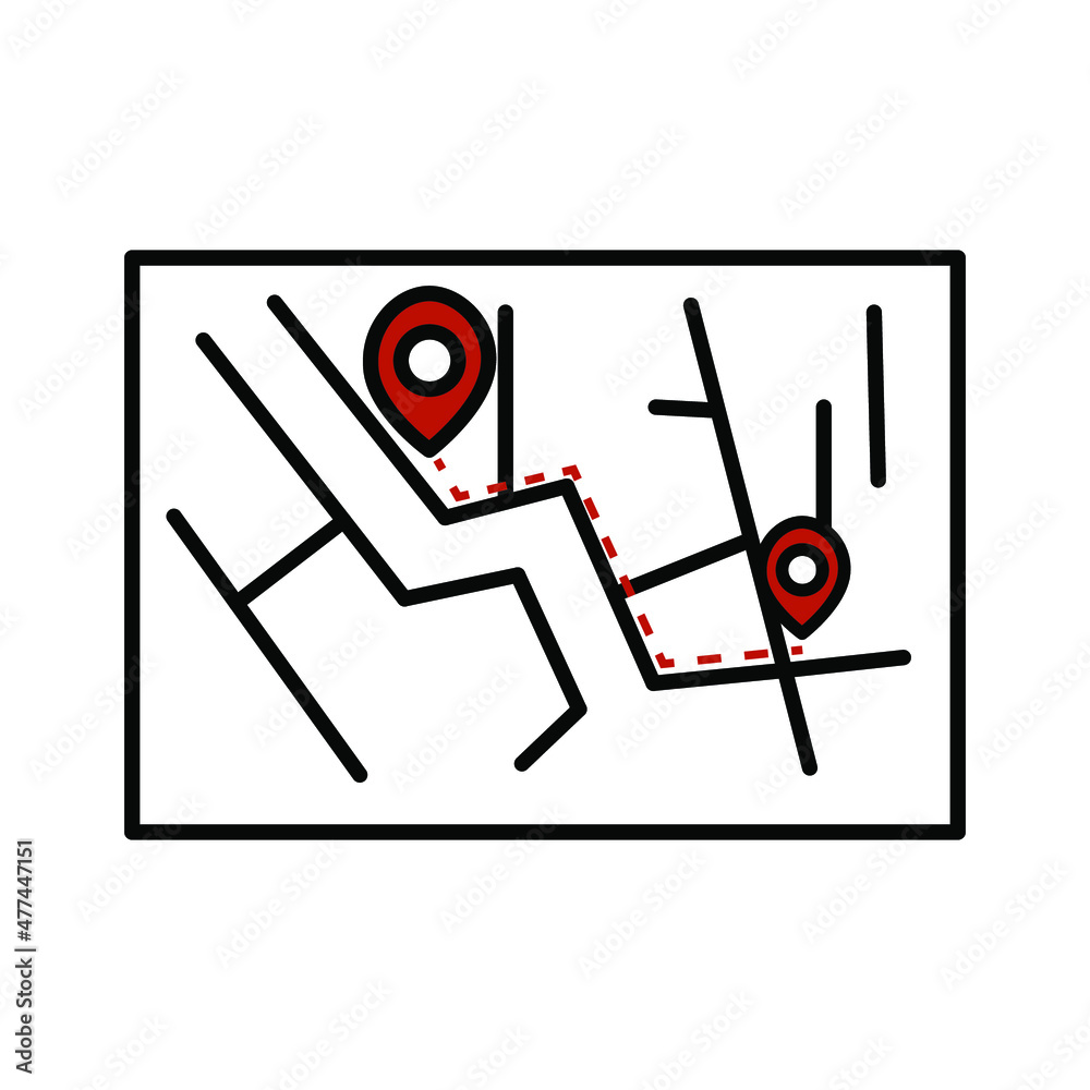 Maproute Point Icon Route on map icon. Location icon. Path sign. Navigation concept. Street ...