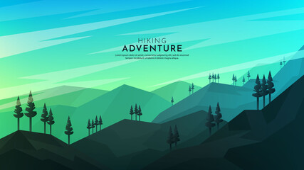Wall Mural - vector illustration. minimalist polygonal design. nature landscape colorful background. panoramic vi
