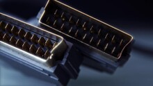 Scart Lead Connector Close Up Stock Footage