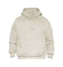 Blank Hoodie Sweatshirt Color Beige On Invisible Mannequin Template Front View On White Background
