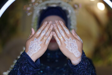 Wall Mural - traditional wedding, bridal showing henna design and hand jewellery