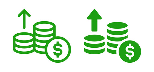 Wall Mural - Cost rising icon. Dollar rate increase icon.