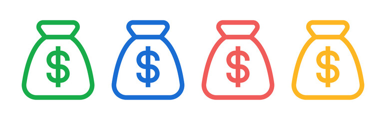 Sticker - Money bag with dollar sign vector icon. Dollar sack icon