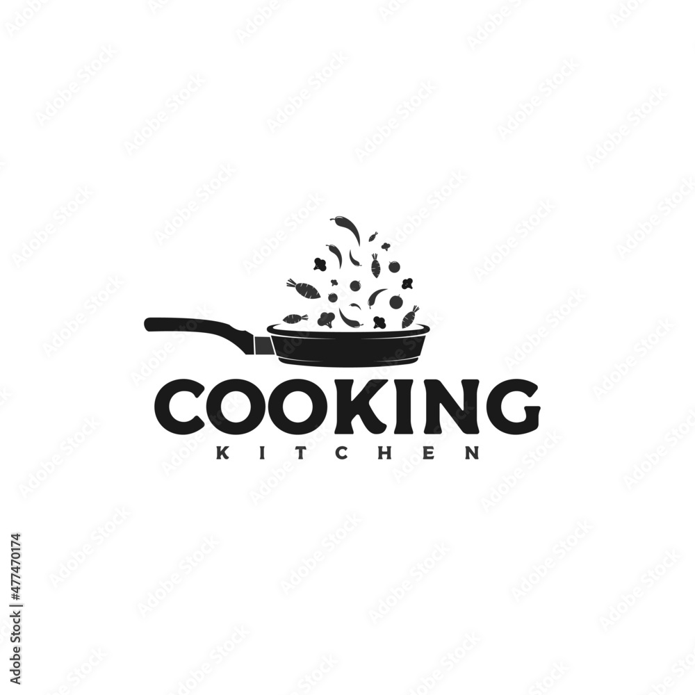 skillet cast iron, restaurant cooking kitchen logo Stock Vector | Adobe ...