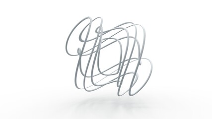 Poster - 3d rendering of a spiral shape, an abstract geometric figure isolated on a white background. Thin lines curved in space.