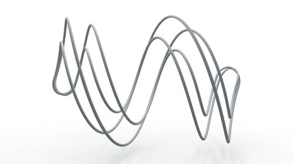 Poster - 3d rendering of a spiral shape, an abstract geometric figure isolated on a white background. Thin lines curved in space.