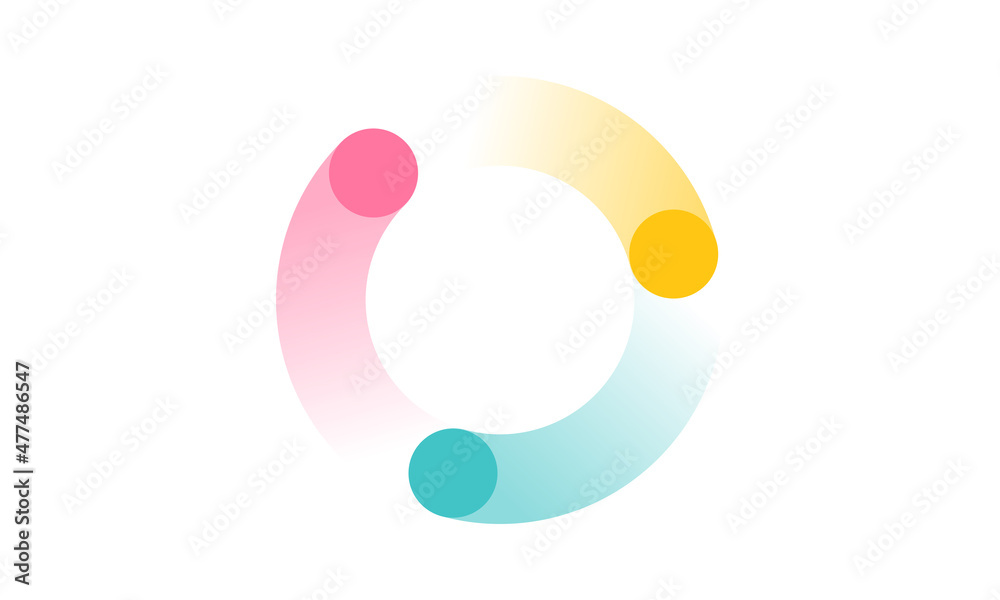 Three circle in a round rotating circular motion flat vector icon - fly ...