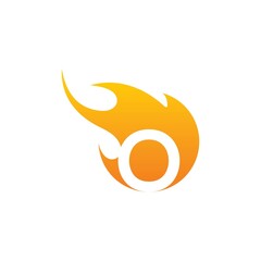 Initial O letter with fire logo Vector design.