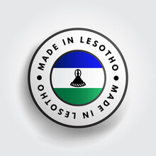 Made In Lesotho Text Emblem Badge, Concept Background