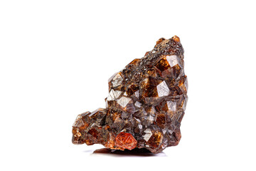 macro mineral garnet stone on a white background