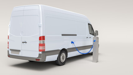 Wall Mural - Electric van at charging station