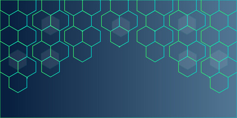 Abstract blue of futuristic surface hexagon pattern with gradient light line. Beautiful hexagon background with space for text.