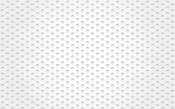 Fototapete - White mesh. Perforated metal texture with light background. Steel backdrop with holes. Stainless material with dots. Abstract industrial wallpaper. Vector illustration