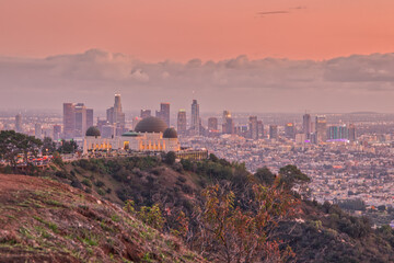 Wall Mural - Los Angeles Skyline in the Evening from Overlook