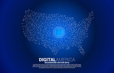 Sticker - Vector United States map from circuit board dot connect with chip. Concept for America digital network connection.