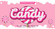 Candy sweet - editable text effect, font style. Candy text, cartoon style editable text effect