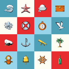 Canvas Print - set of nautical icons