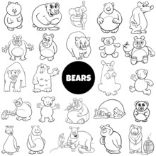 Cartoon Bears Animal Characters Big Set For Coloring